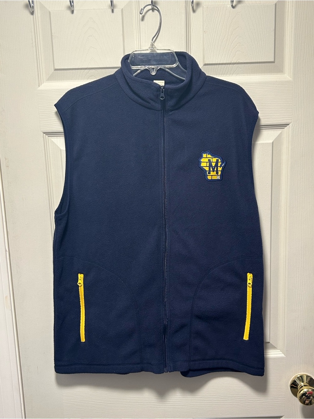 Milwaukee Brewers Vest Mens XL Navy Fleece Full Zip MLB Baseball Sleeveless SGA